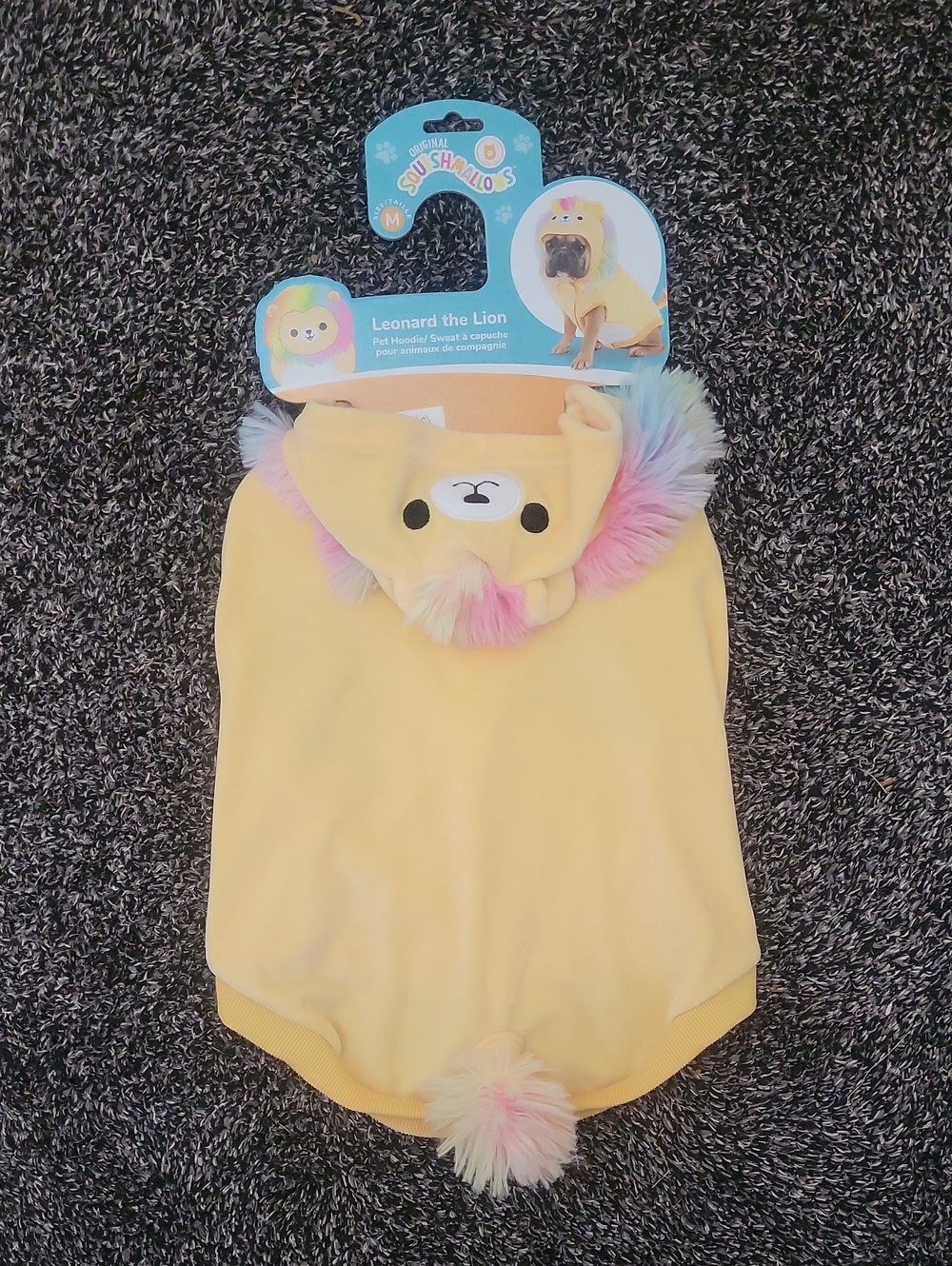 Squishmallows Yellow Leonard the Lion Pet Hoodie Size M NWT